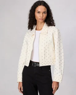 rag & bone Anya Studded Denim Jacket Ecrupearl (not available) Online