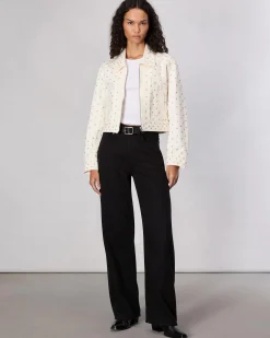 rag & bone Anya Studded Denim Jacket Ecrupearl (not available) Online