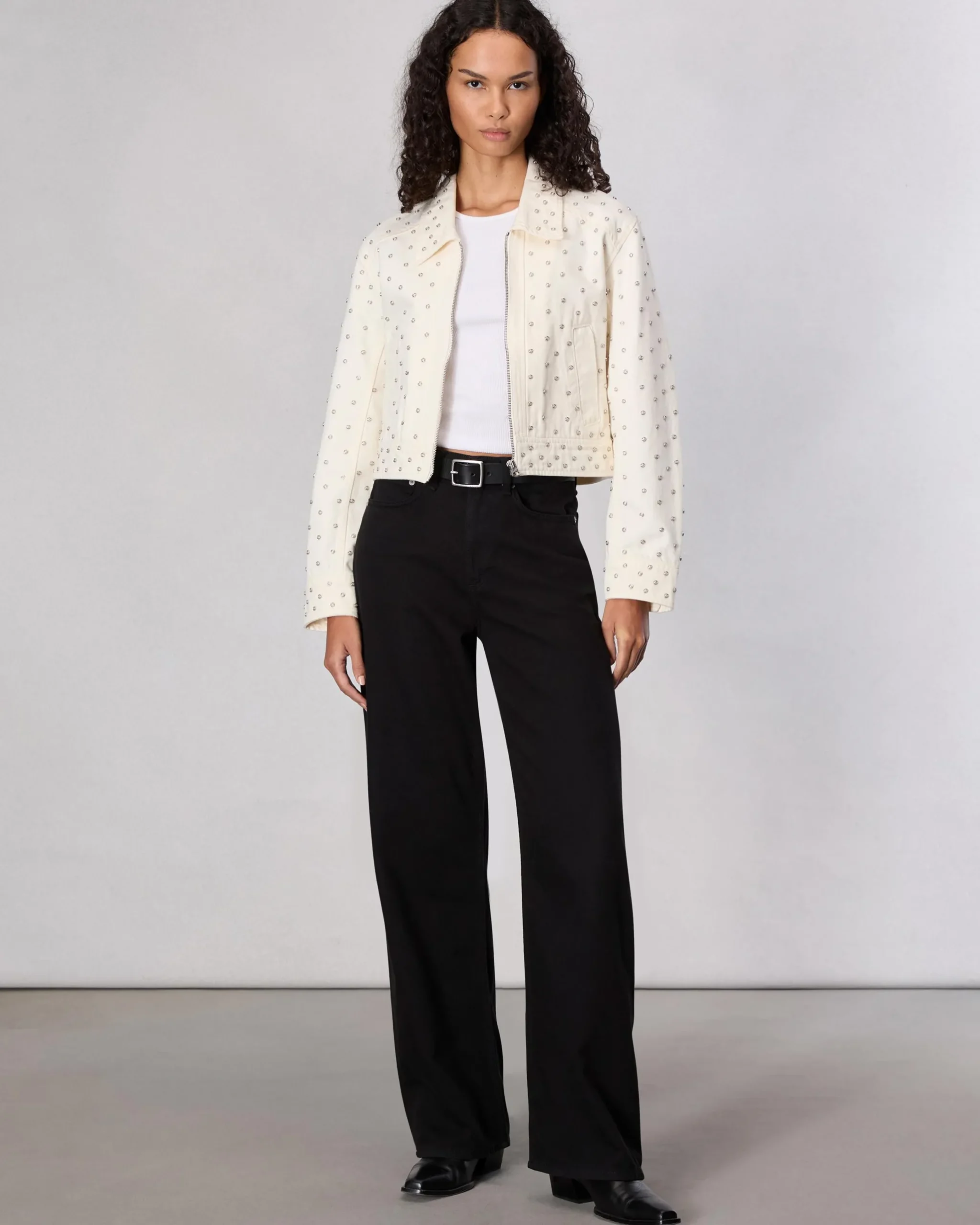rag & bone Anya Studded Denim Jacket Ecrupearl (not available) Online