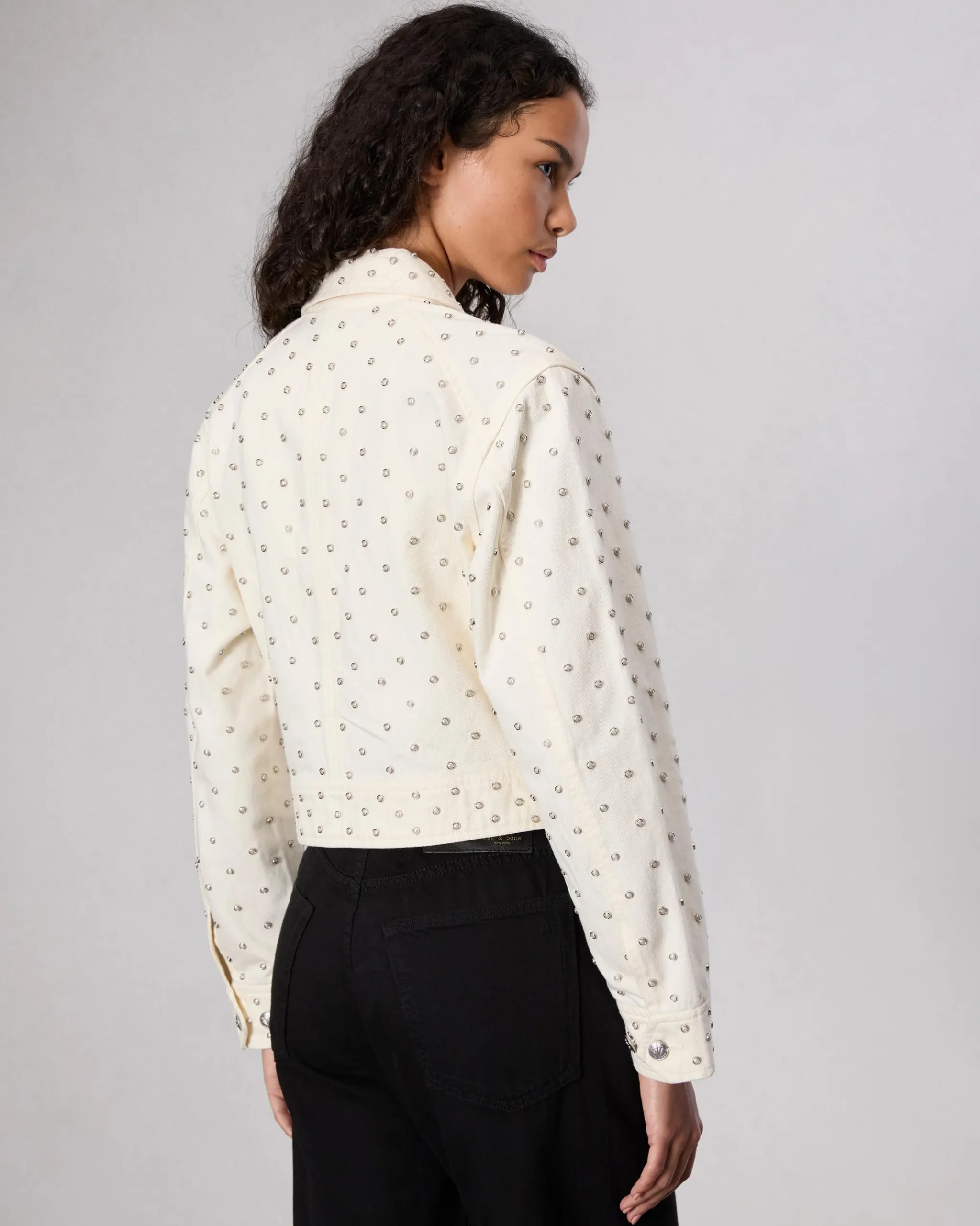 rag & bone Anya Studded Denim Jacket Ecrupearl (not available) Online