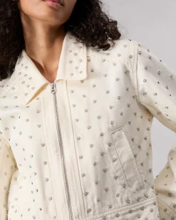 rag & bone Anya Studded Denim Jacket Ecrupearl (not available) Online