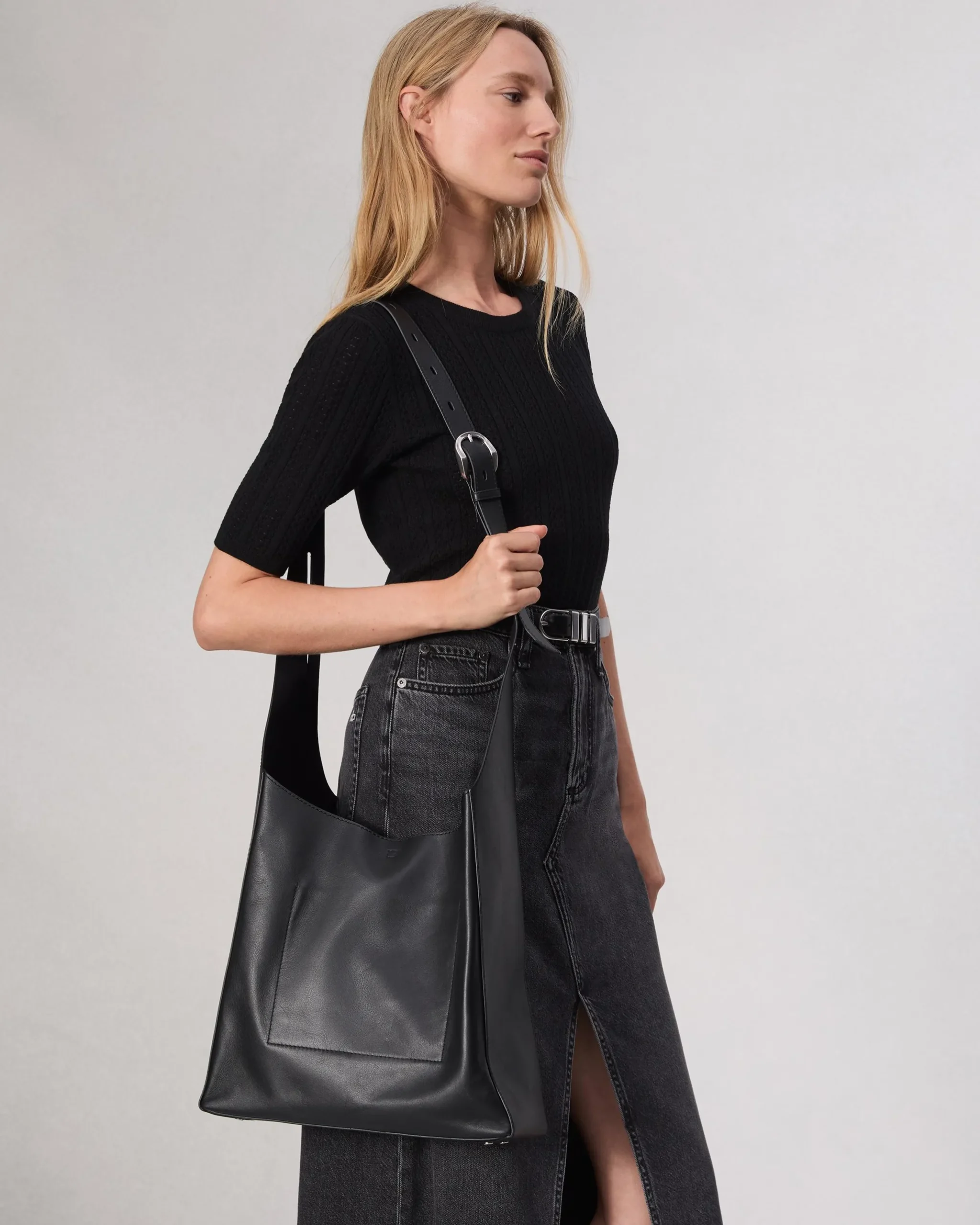 rag & bone Belize Leather Shopper Black Cheap