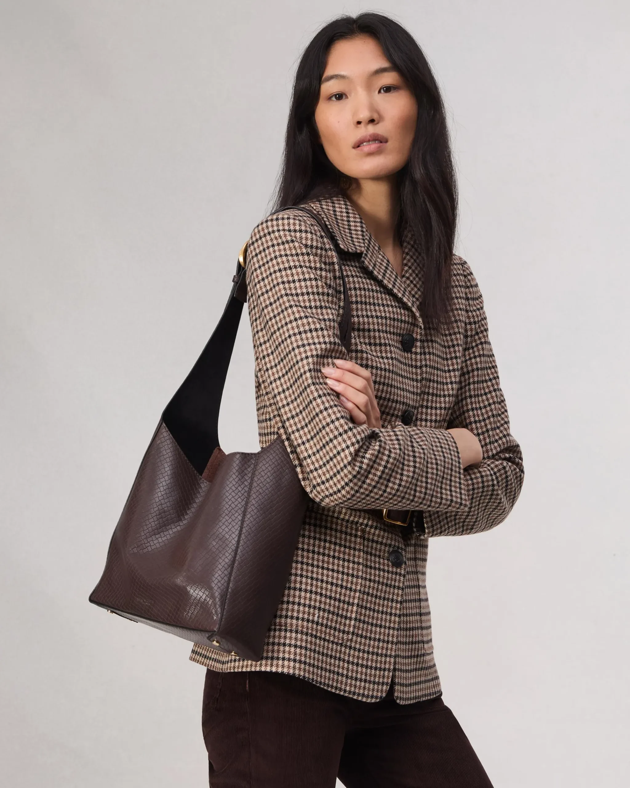 rag & bone Belize Small Leather Shopper Dark Espresso Basketweave Best Sale