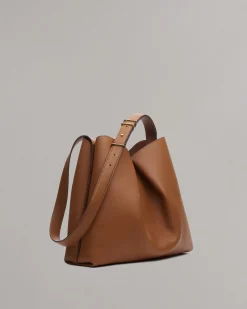 rag & bone Bloom Large Italian Calf Leather Crossbody Bag Cognac Flash Sale