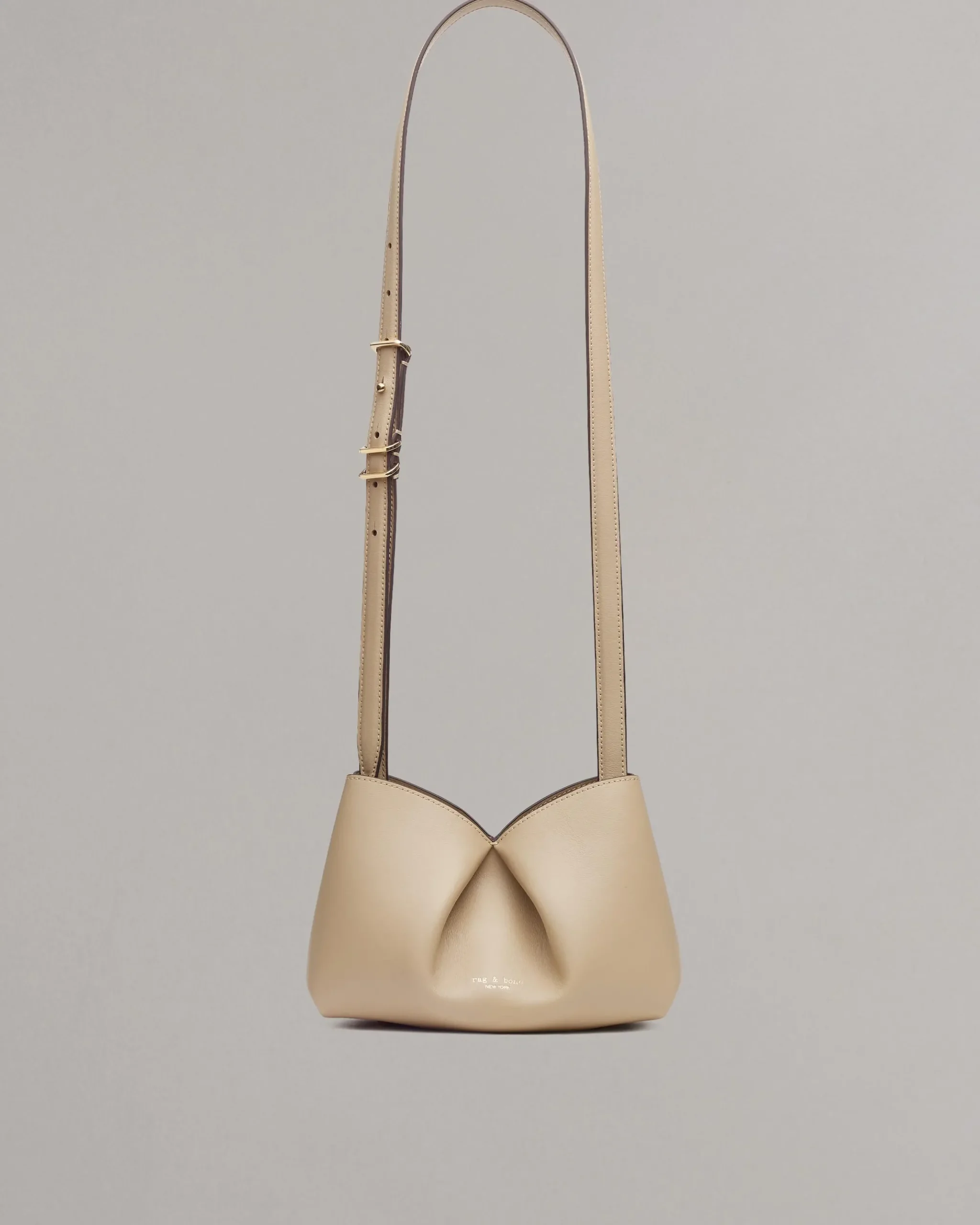 rag & bone Bloom Small Italian Calf Leather Crossbody Bag Greige New