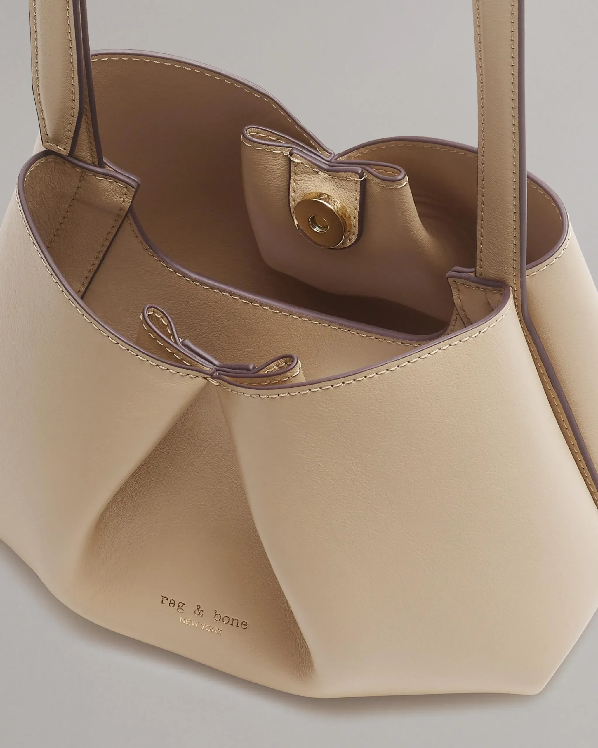 rag & bone Bloom Small Italian Calf Leather Crossbody Bag Greige New