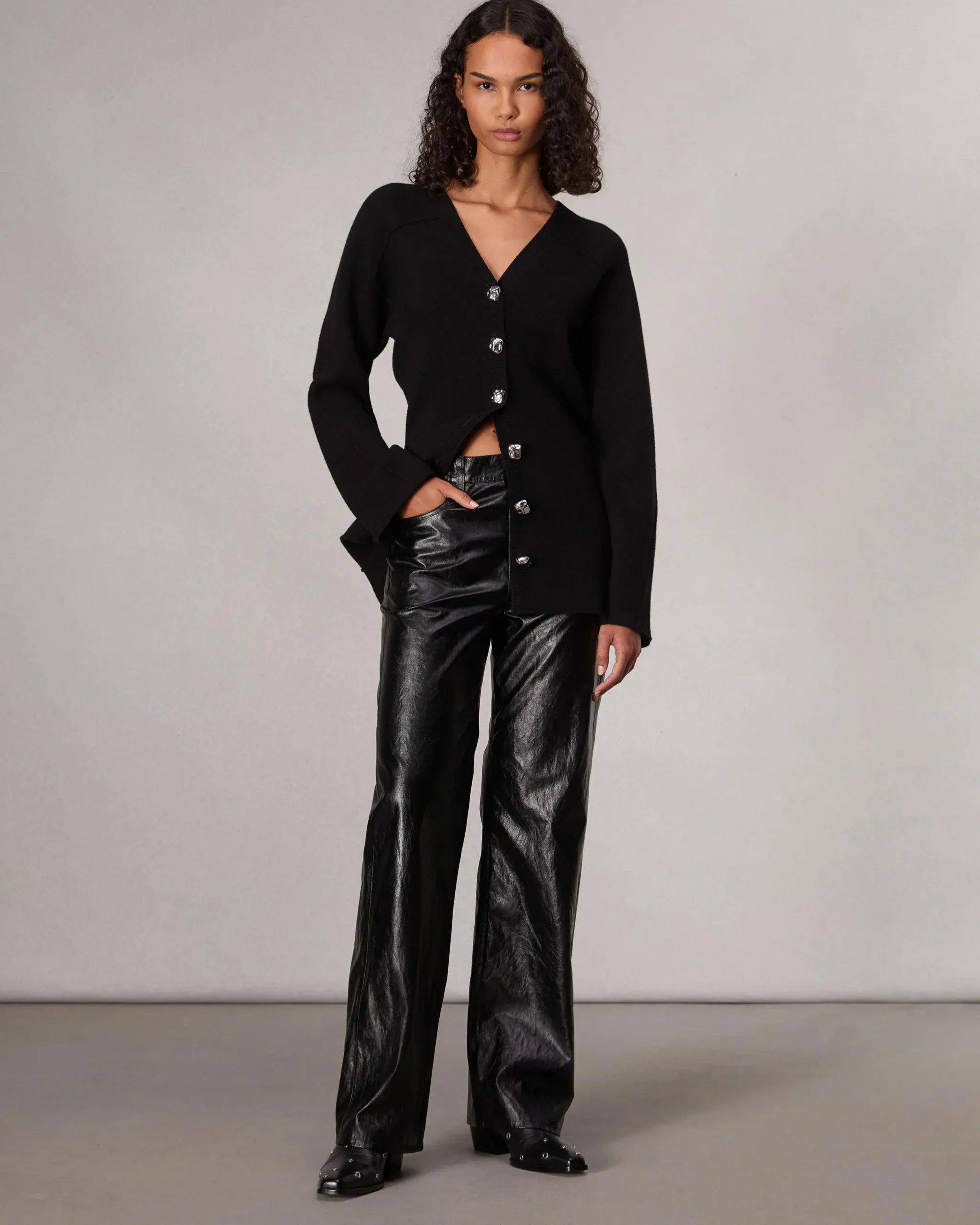 rag & bone Bridget V-Neck Cardigan Black Fashion