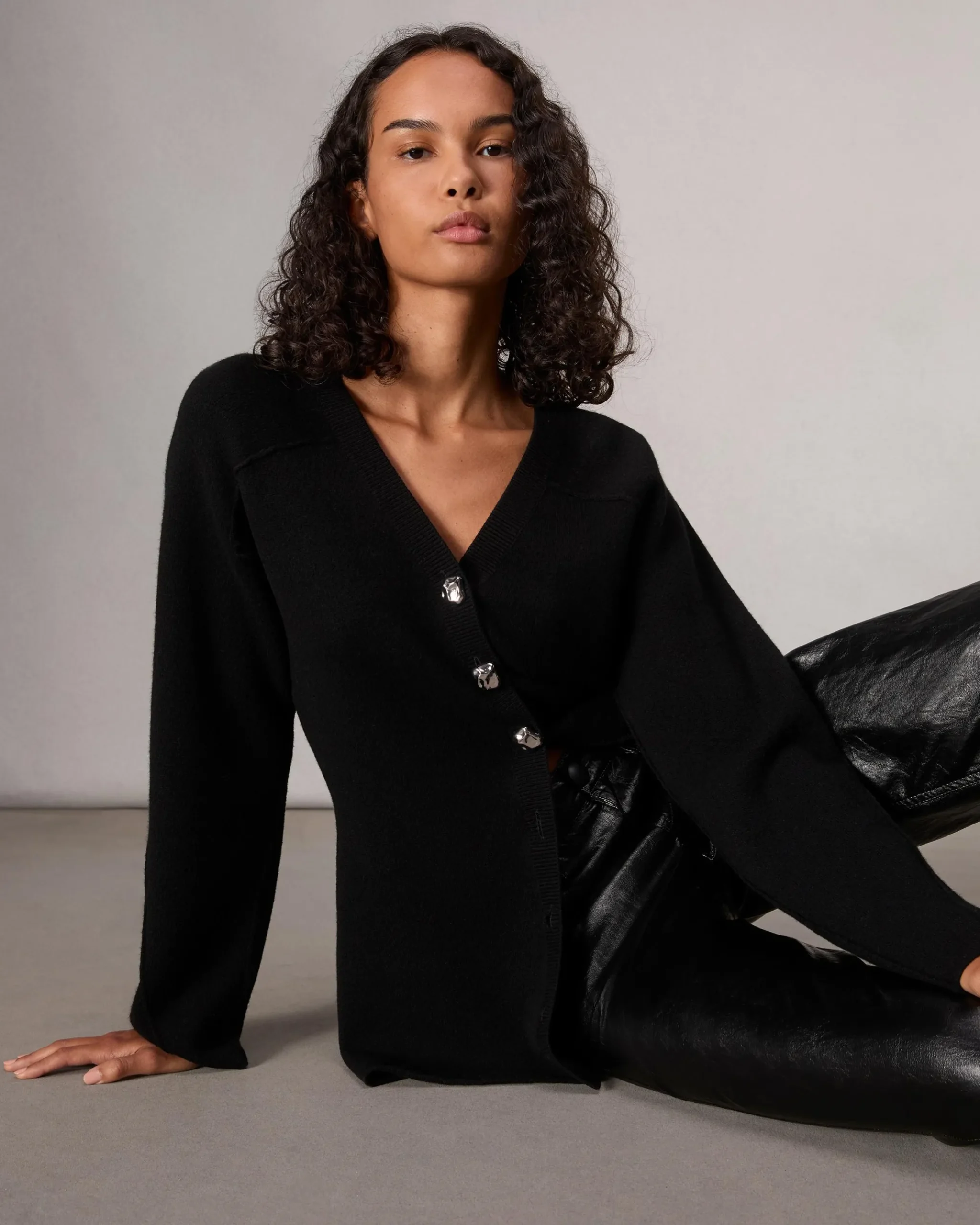 rag & bone Bridget V-Neck Cardigan Black Fashion