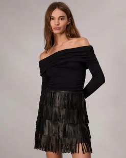 rag & bone Britney Leather Skirt Black Outlet