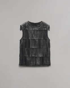 rag & bone Britney Leather Top Black Discount