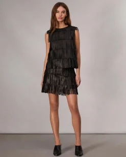 rag & bone Britney Leather Top Black Discount