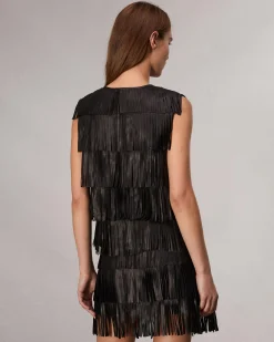 rag & bone Britney Leather Top Black Discount