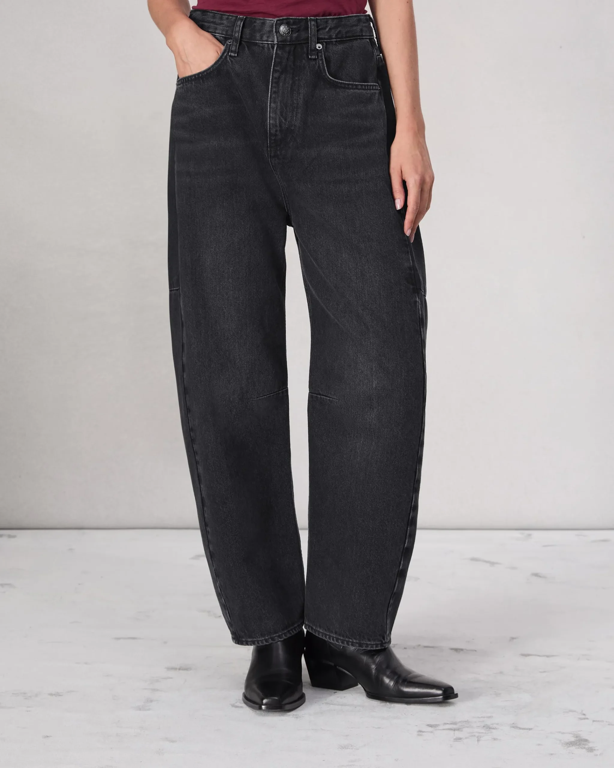 rag & bone Charlie Barrel-Leg Jean Black Stone Cheap