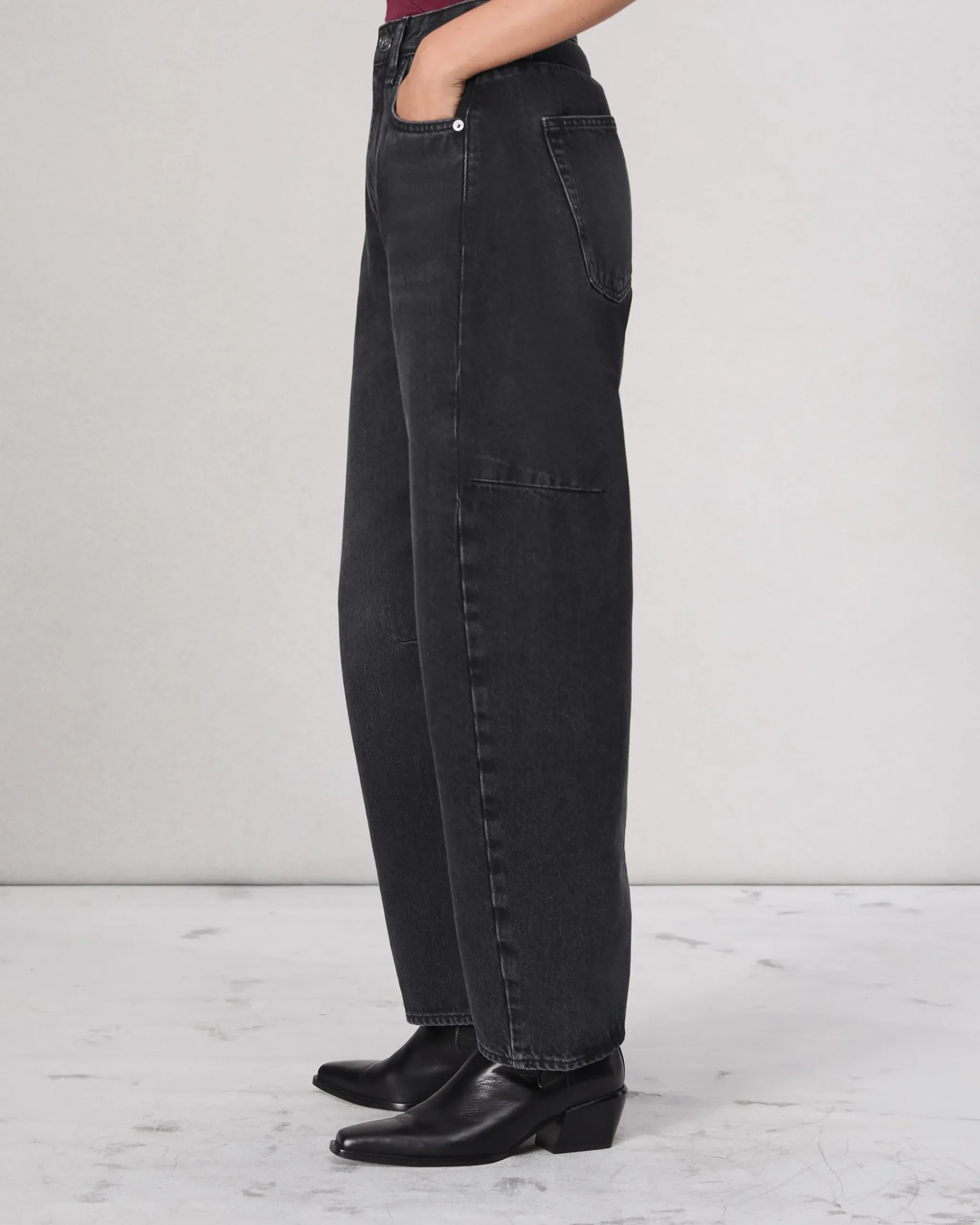 rag & bone Charlie Barrel-Leg Jean Black Stone Cheap