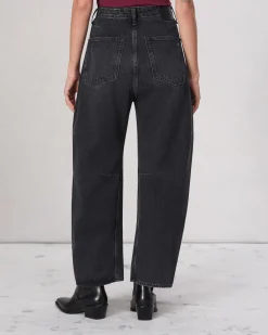 rag & bone Charlie Barrel-Leg Jean Black Stone Cheap