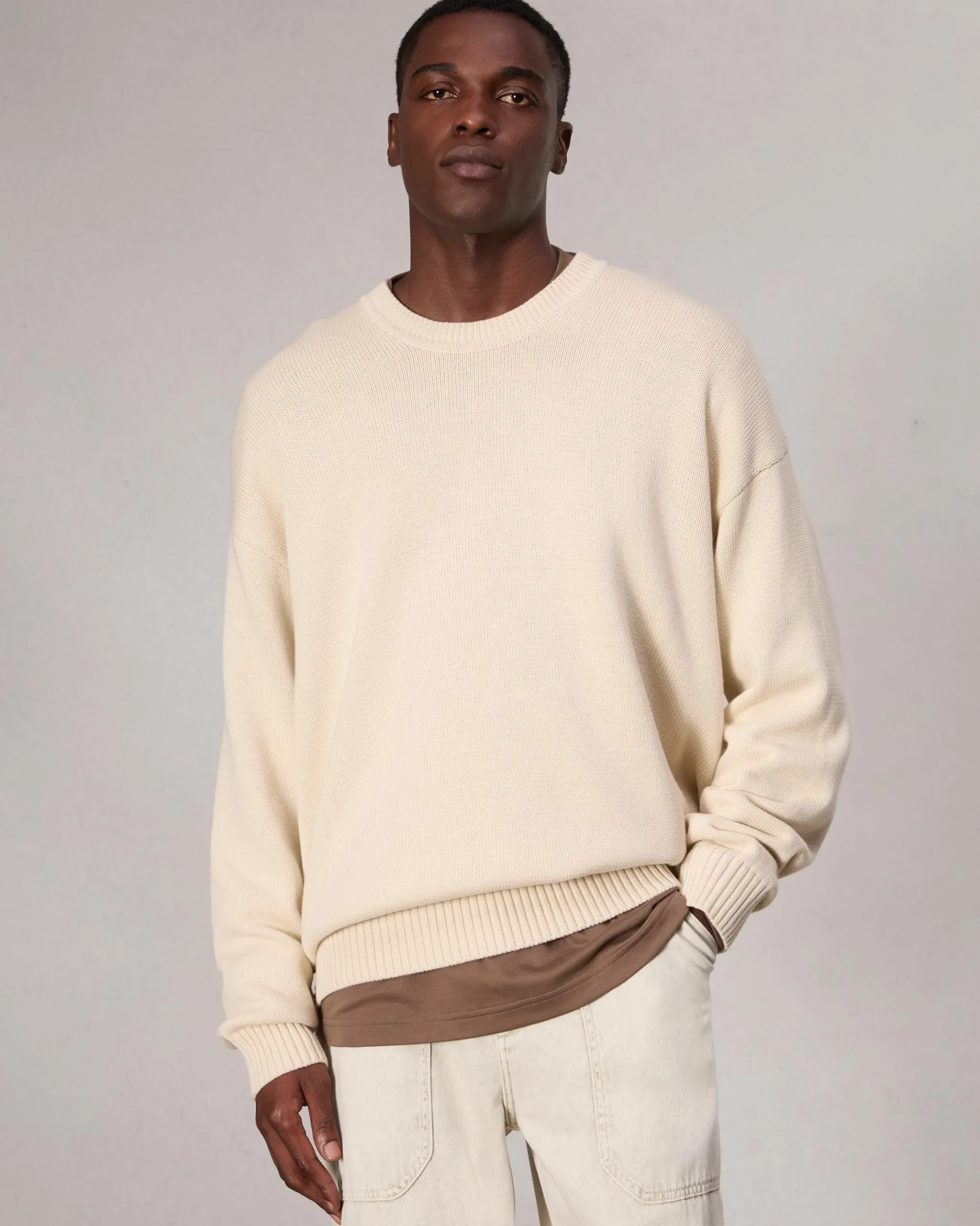 rag & bone Clarkson Relaxed Fit Cotton Sweater Turtledove Fashion