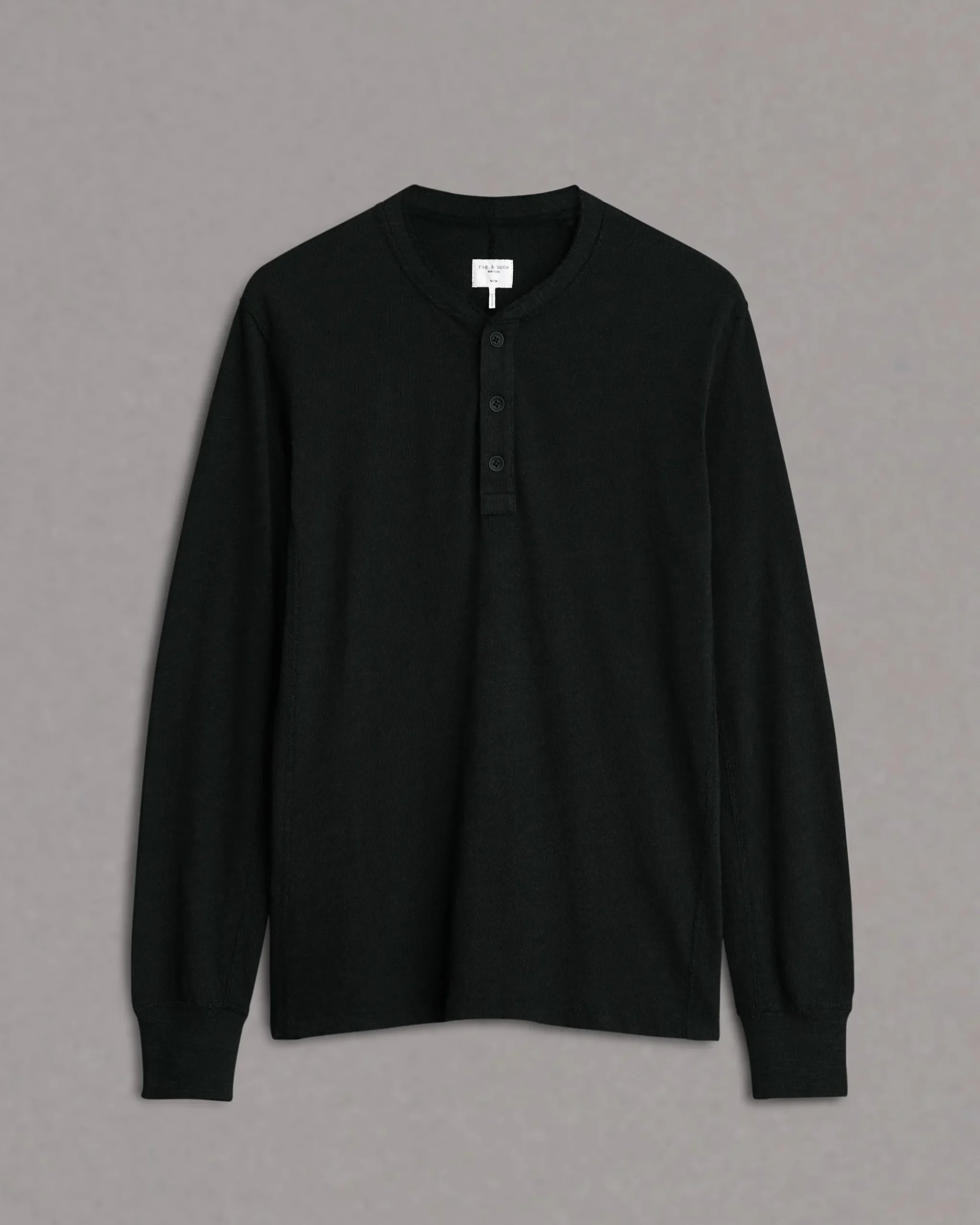 rag & bone Classic Flame Henley Jet Black Hot