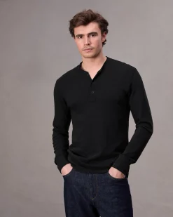 rag & bone Classic Flame Henley Jet Black Hot