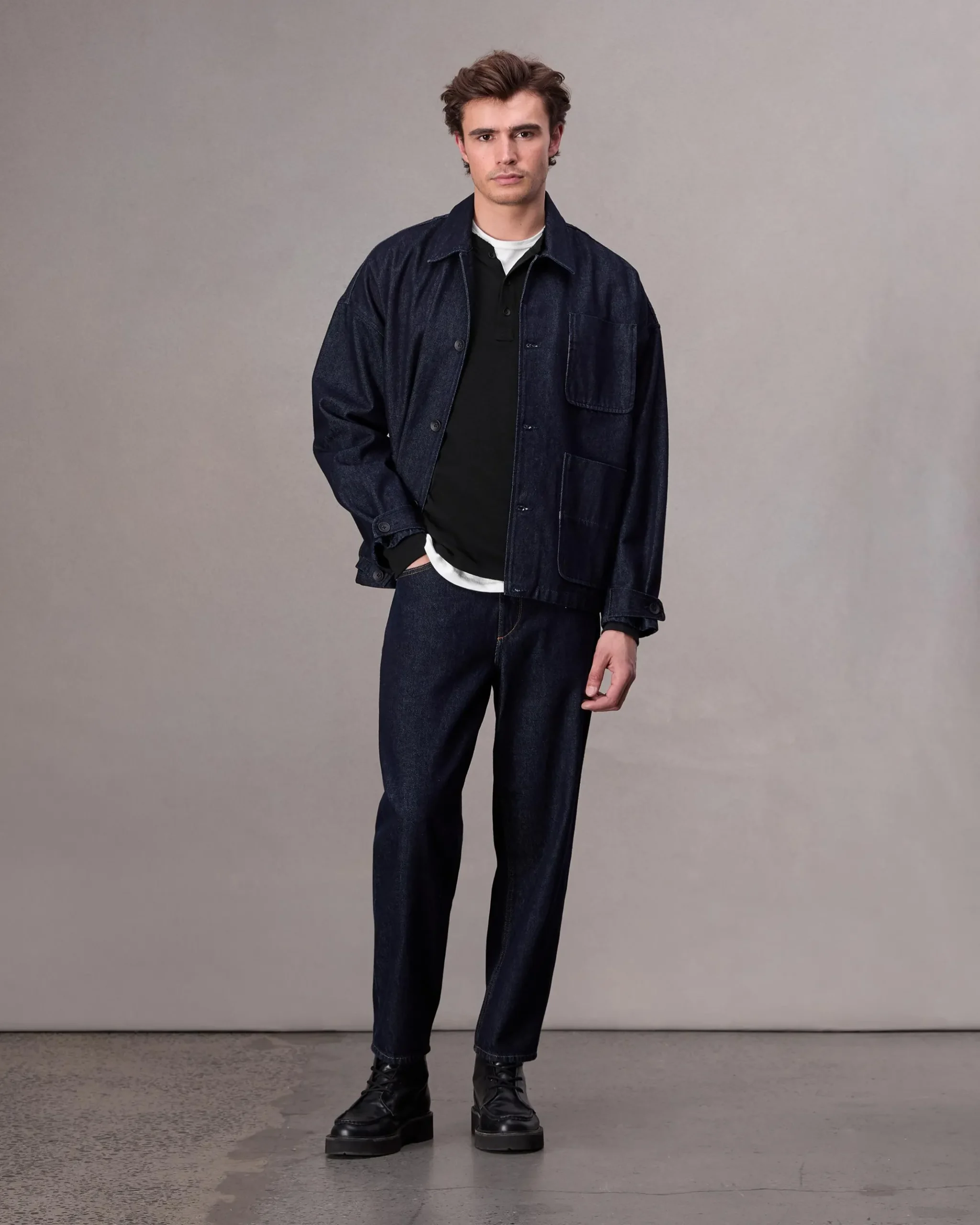 rag & bone Classic Flame Henley Jet Black Hot