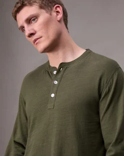 rag & bone Classic Flame Henley Shirt Forest Green Discount