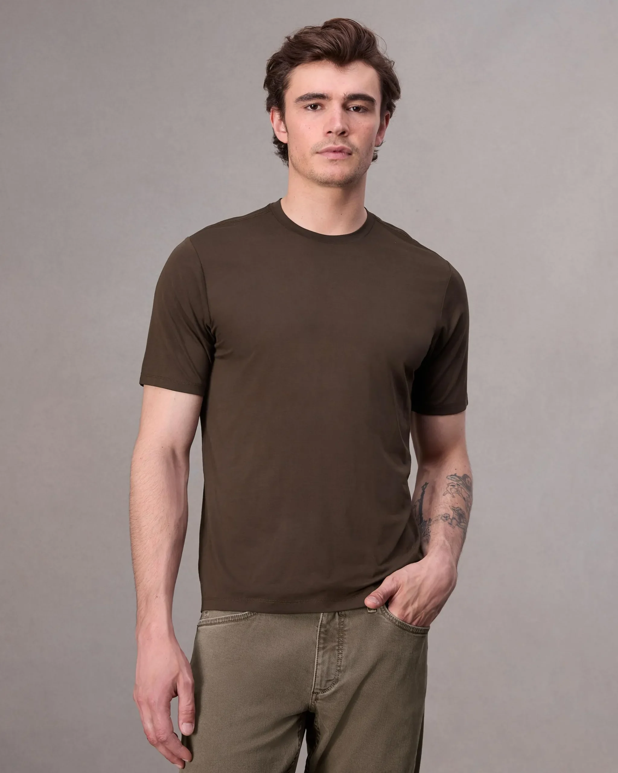 rag & bone Classic Tech Jersey Tee Slate Brown Hot