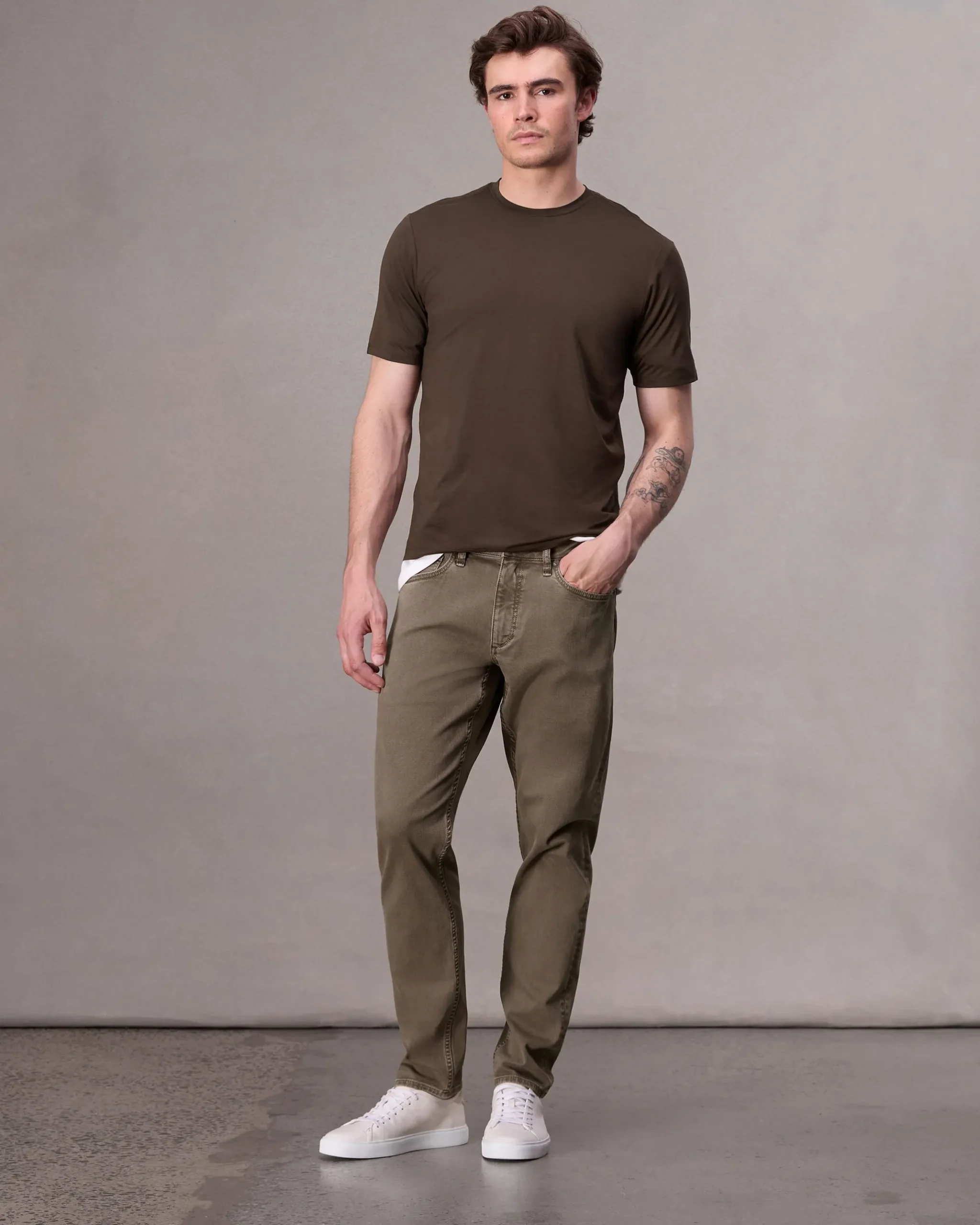 rag & bone Classic Tech Jersey Tee Slate Brown Hot
