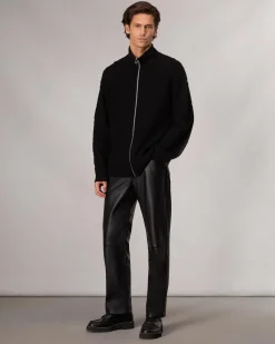 rag & bone Colton Relaxed Fit Zip-Up Sweater Black New