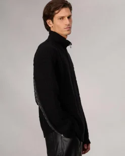 rag & bone Colton Relaxed Fit Zip-Up Sweater Black New