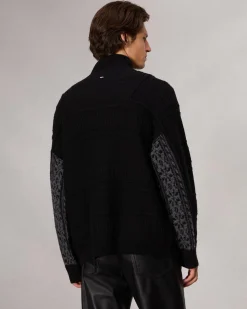 rag & bone Colton Relaxed Fit Zip-Up Sweater Black New