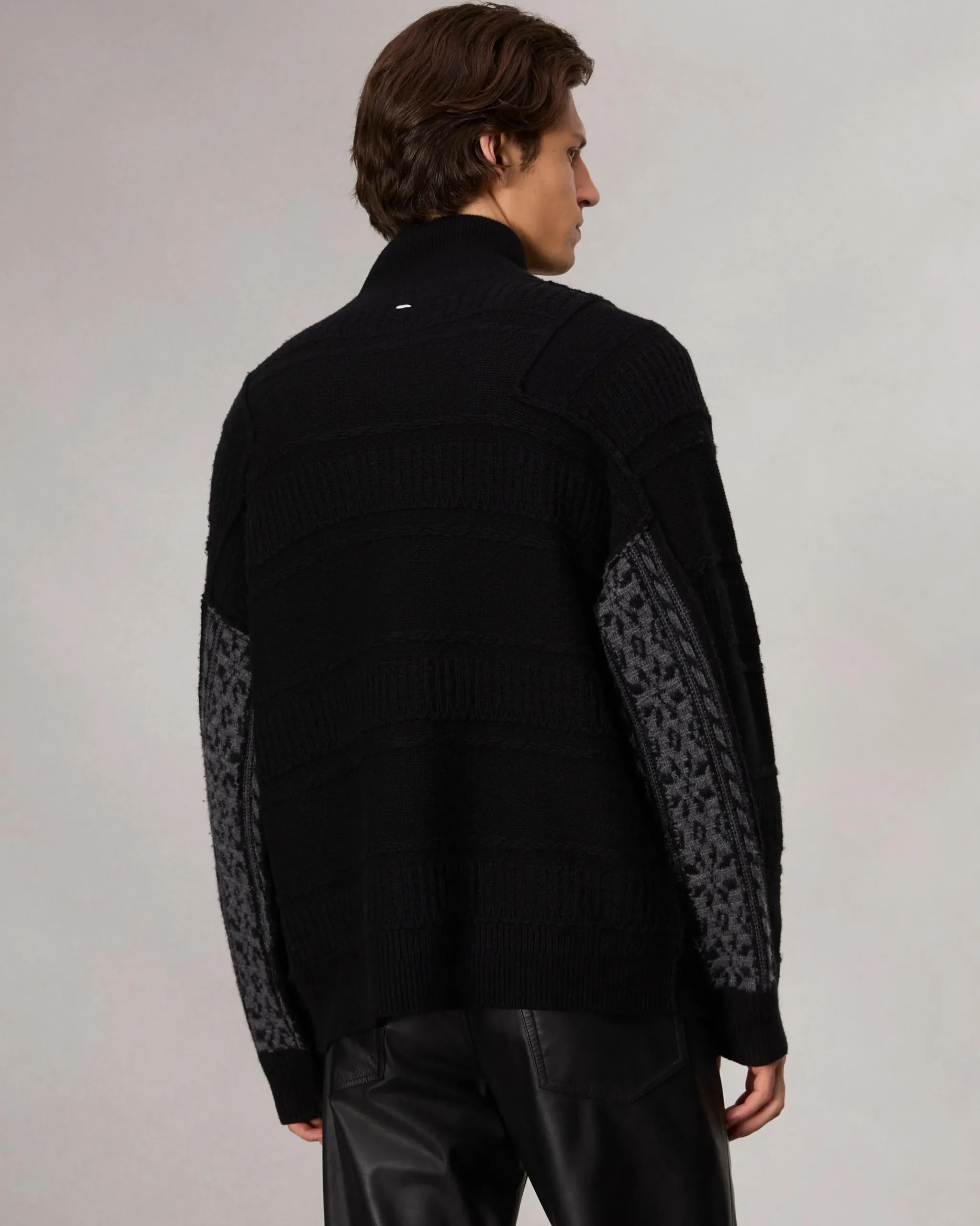 rag & bone Colton Relaxed Fit Zip-Up Sweater Black New