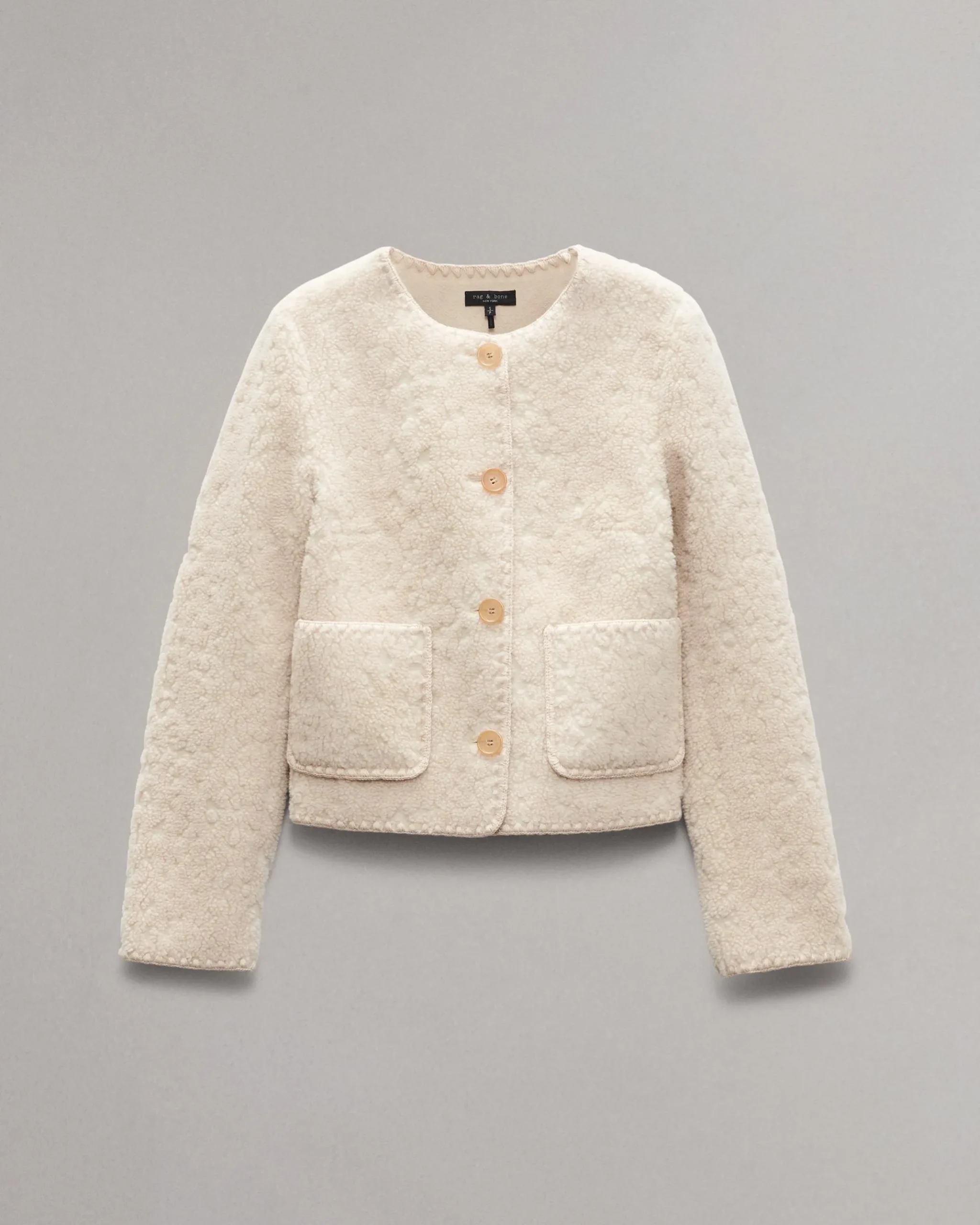 rag & bone Cove Faux Shearling Jacket Ivory Fashion