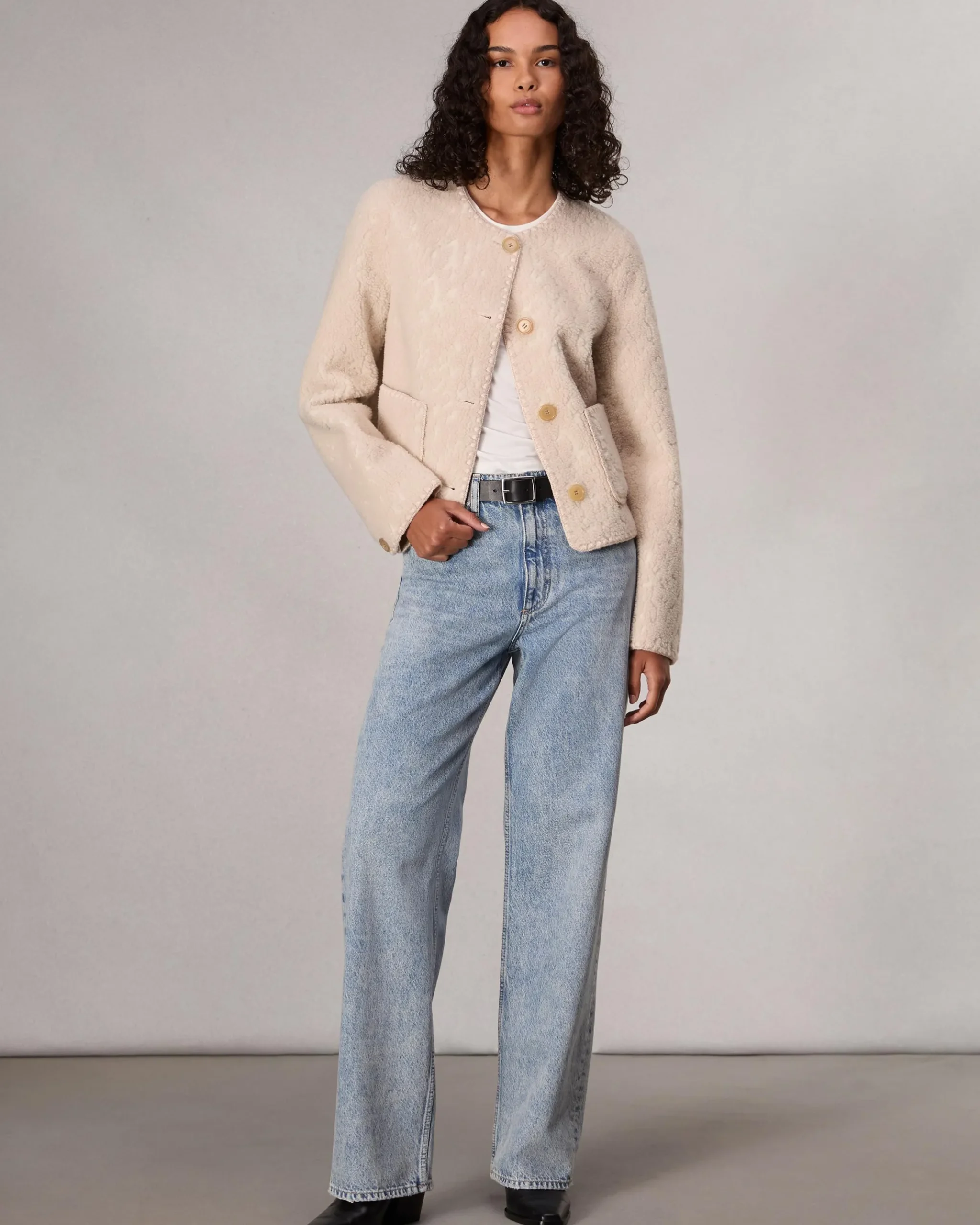 rag & bone Cove Faux Shearling Jacket Ivory Fashion