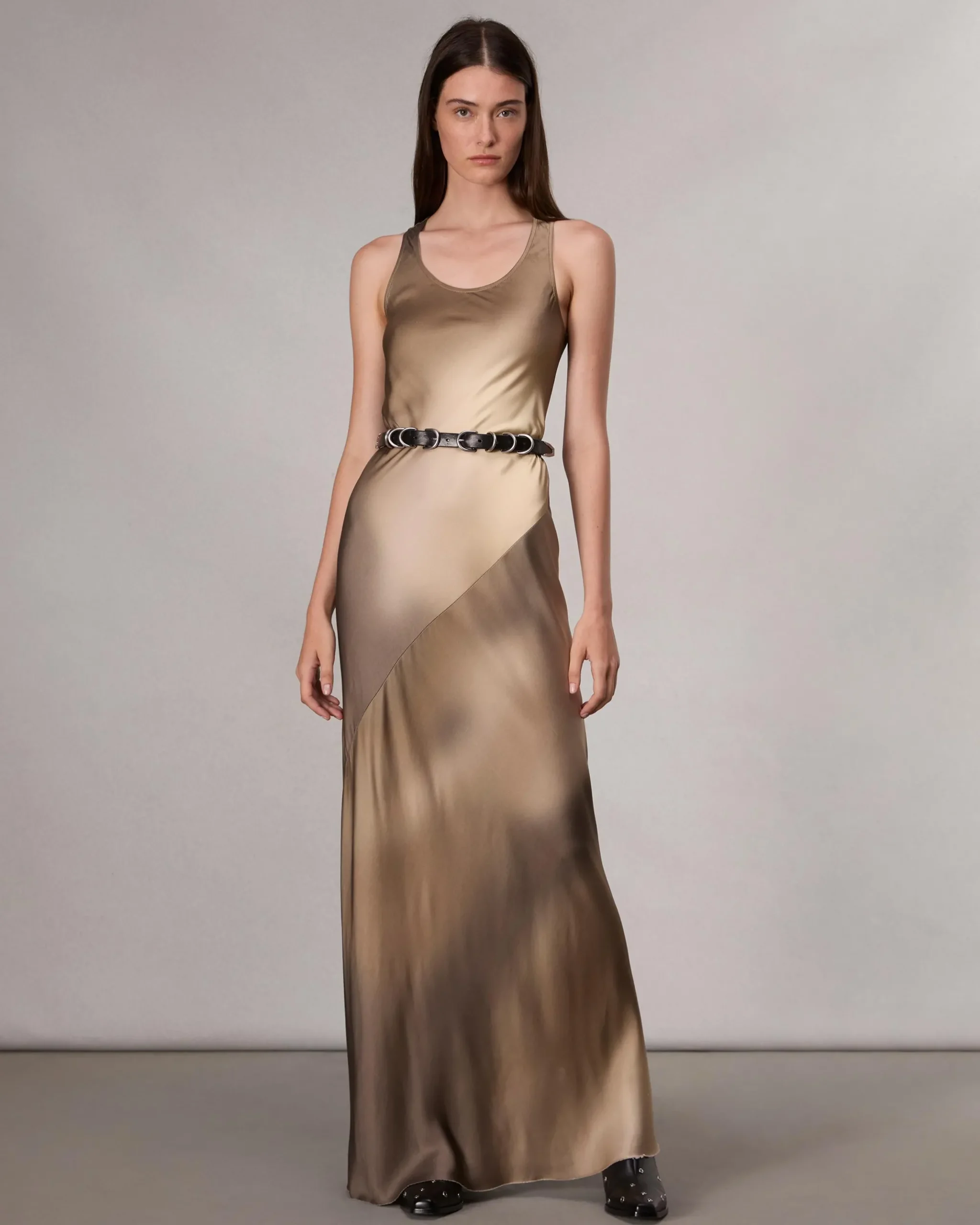 rag & bone Daisy Satin Maxi Dress Brown Multi Sale