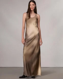 rag & bone Daisy Satin Maxi Dress Brown Multi Sale