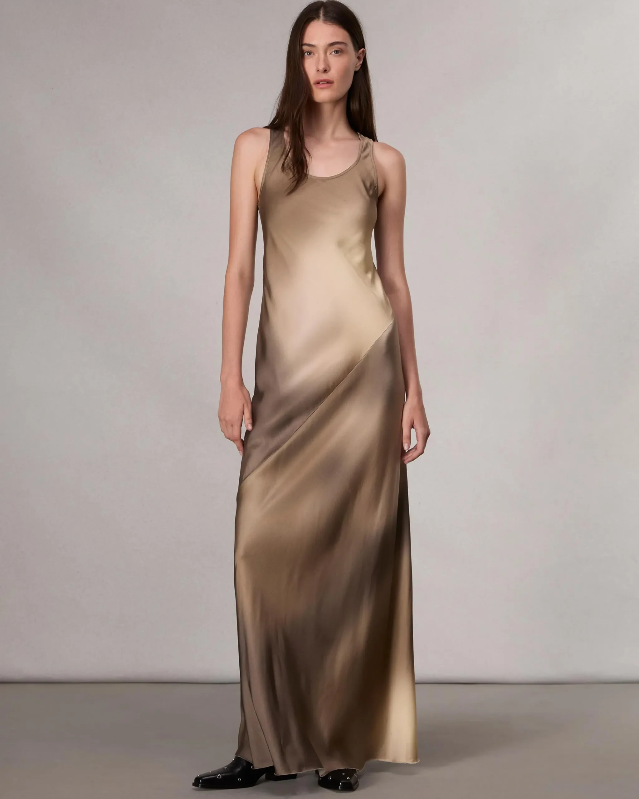 rag & bone Daisy Satin Maxi Dress Brown Multi Sale