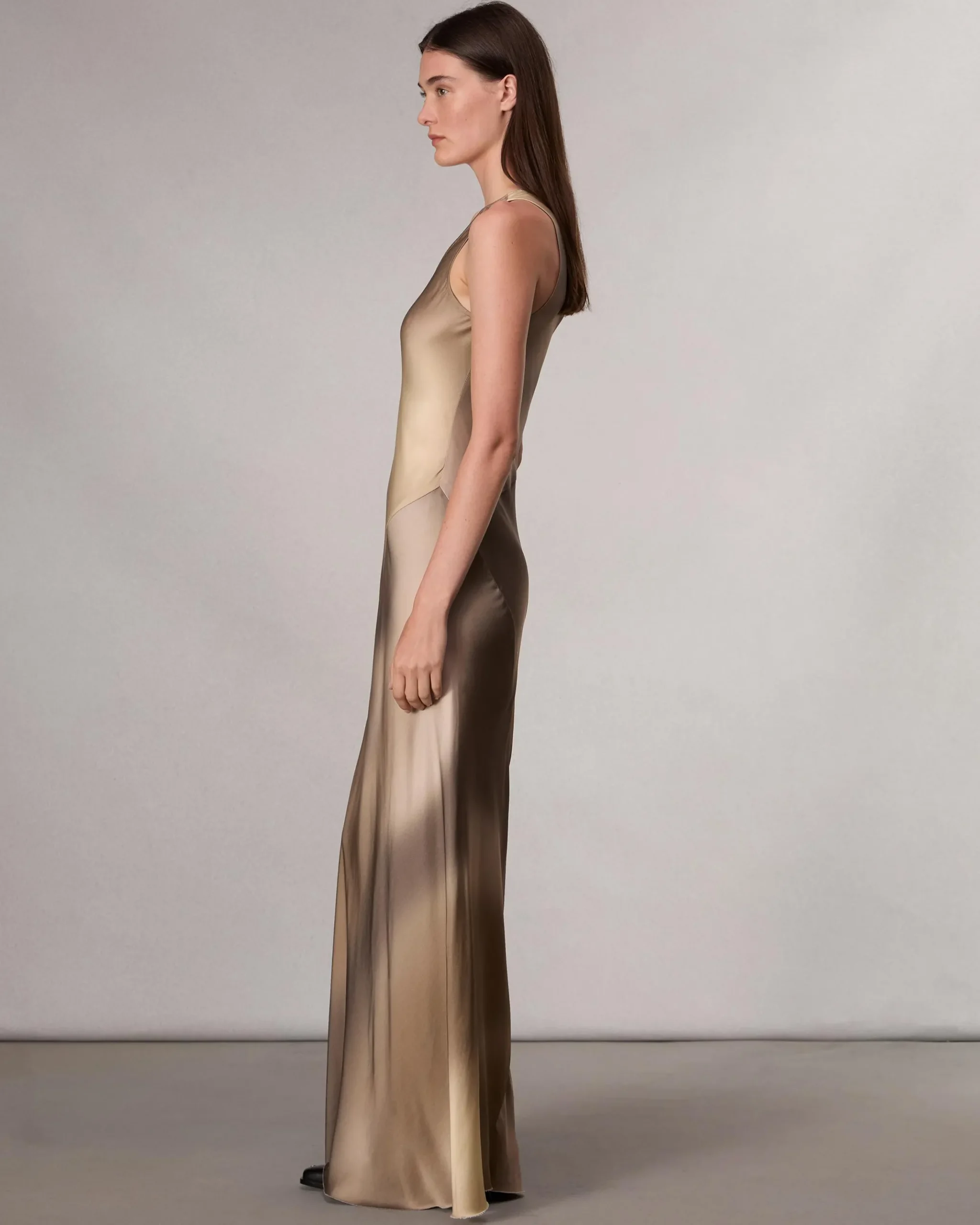 rag & bone Daisy Satin Maxi Dress Brown Multi Sale