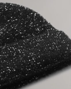 rag & bone Danni Sequin Beanie Black Clearance