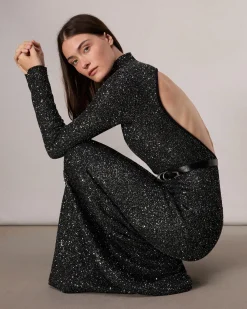 rag & bone Danni Sequined Maxi Dress Black Outlet