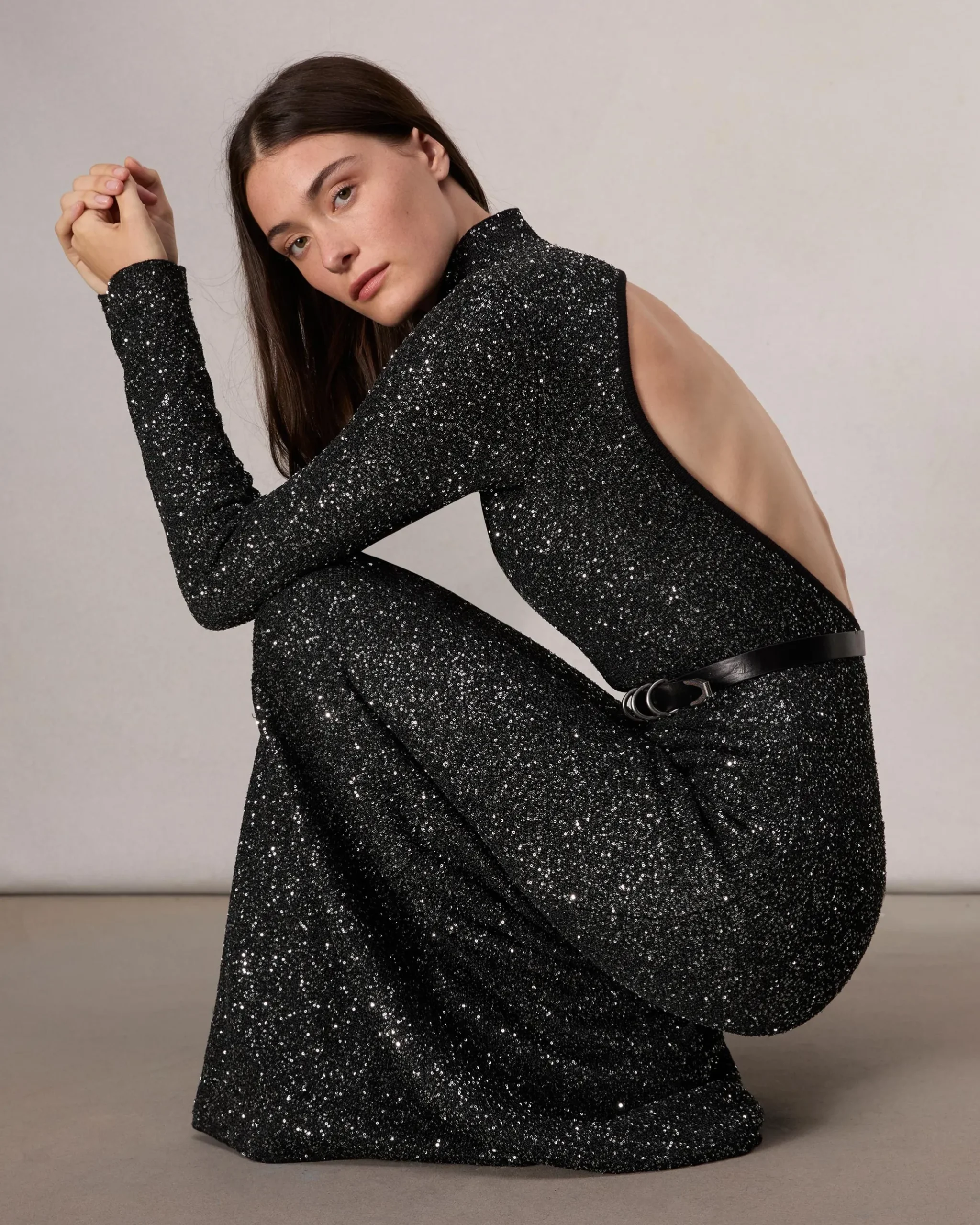 rag & bone Danni Sequined Maxi Dress Black Outlet