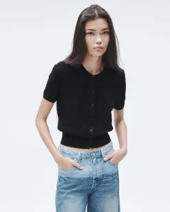 rag & bone Dina Cotton Cardigan Black Best Sale