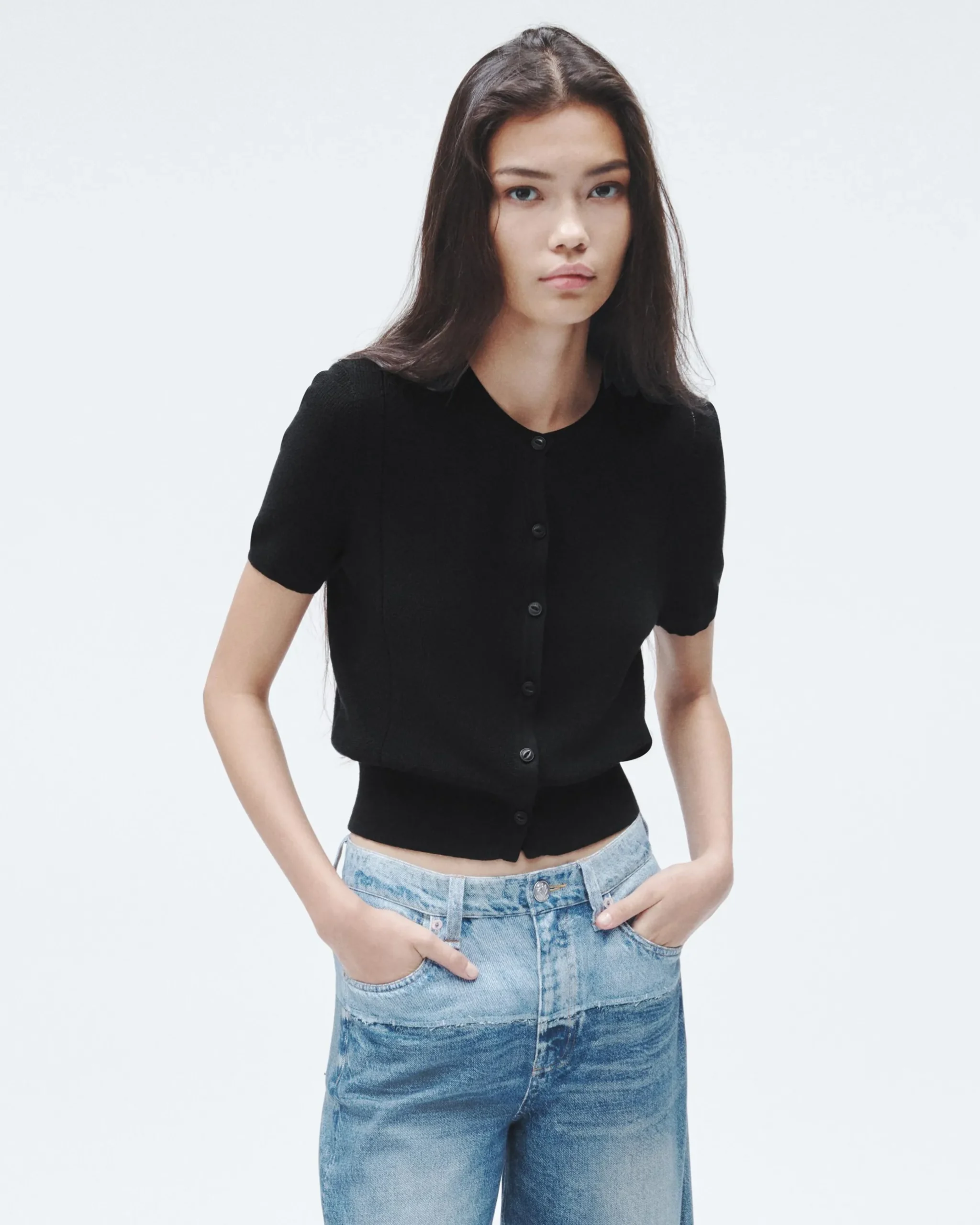 rag & bone Dina Cotton Cardigan Black Best Sale