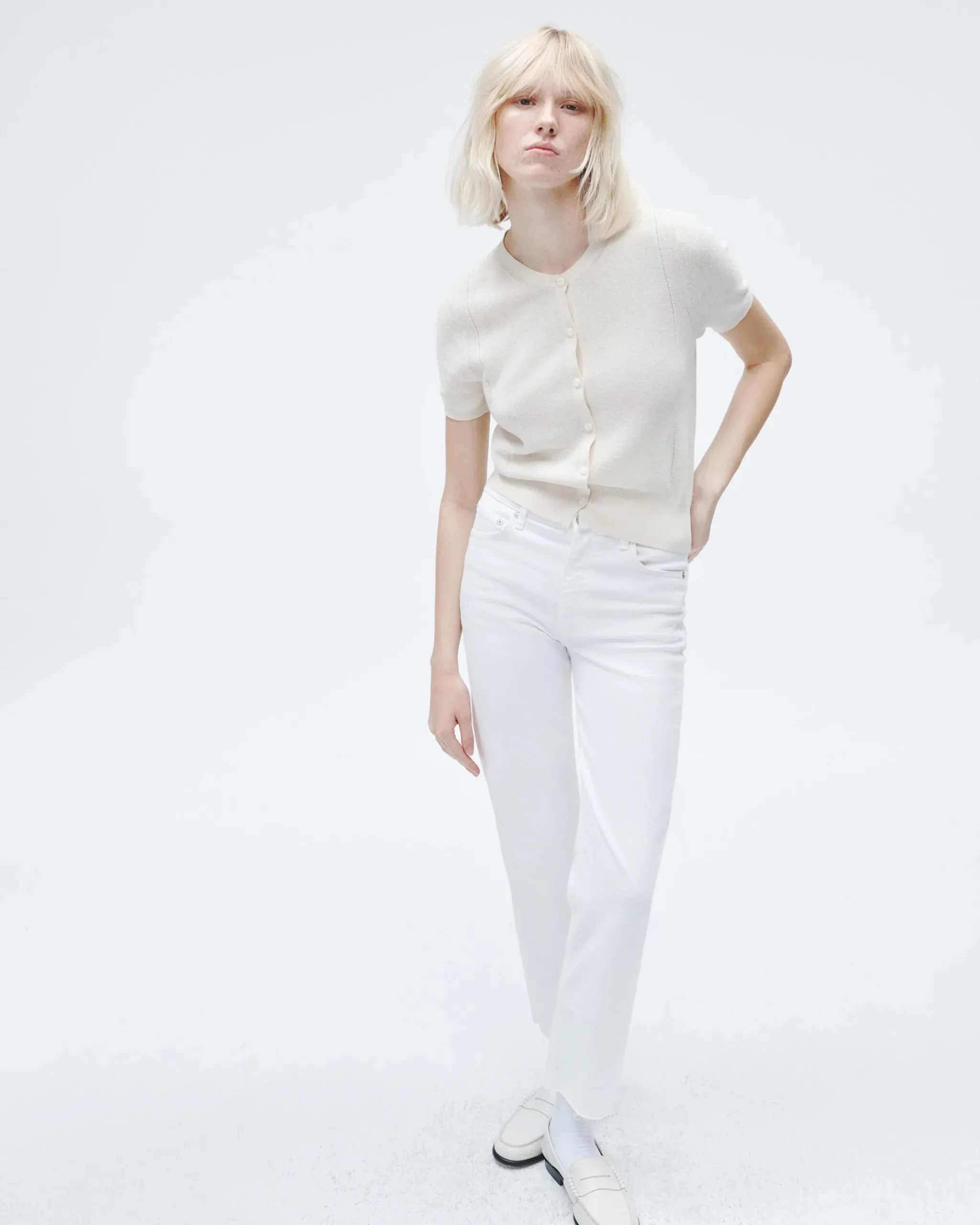 rag & bone Dina Cotton Cardigan Ivory Store