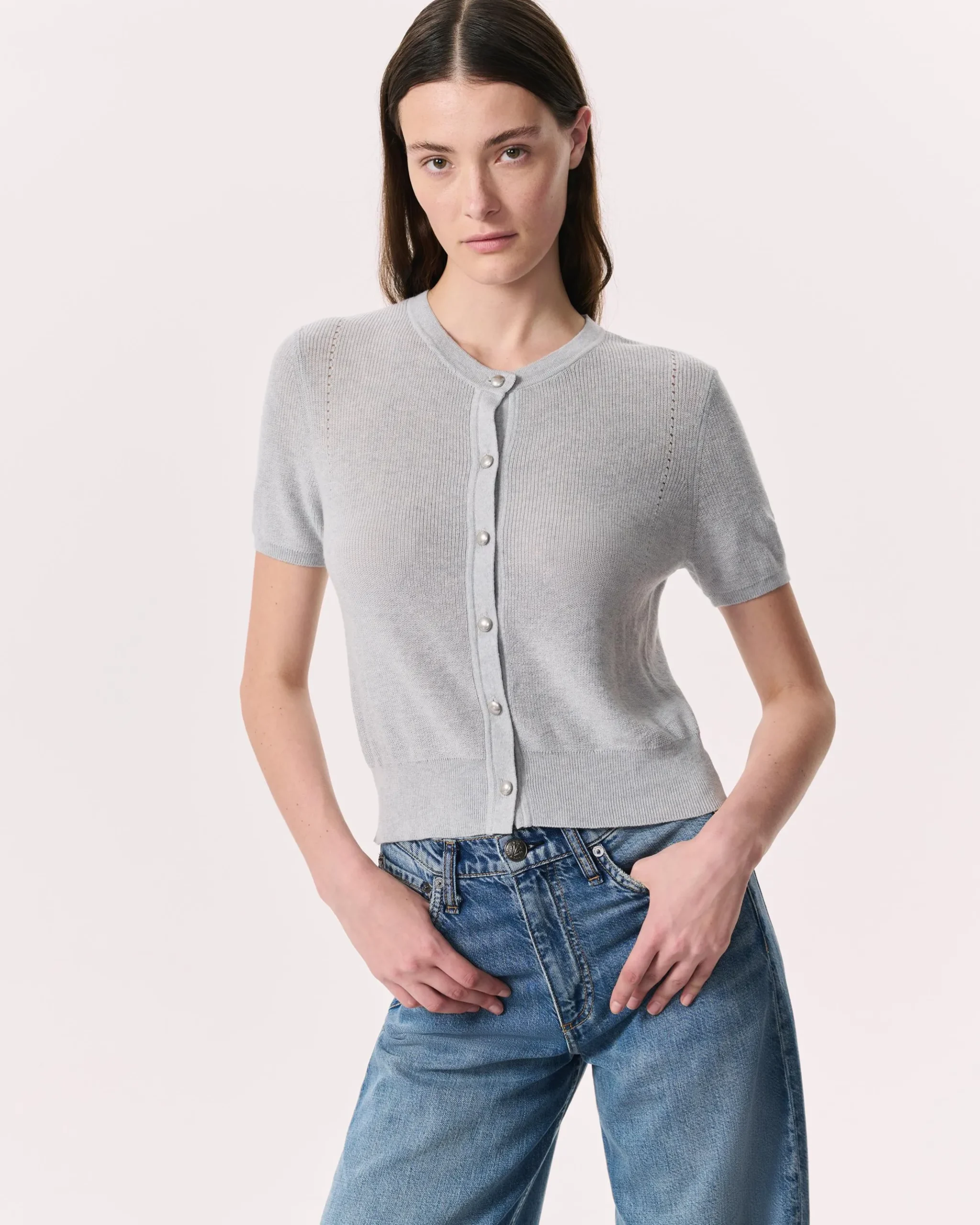 rag & bone Dina Cotton-Blend Cardigan Heather Grey Best