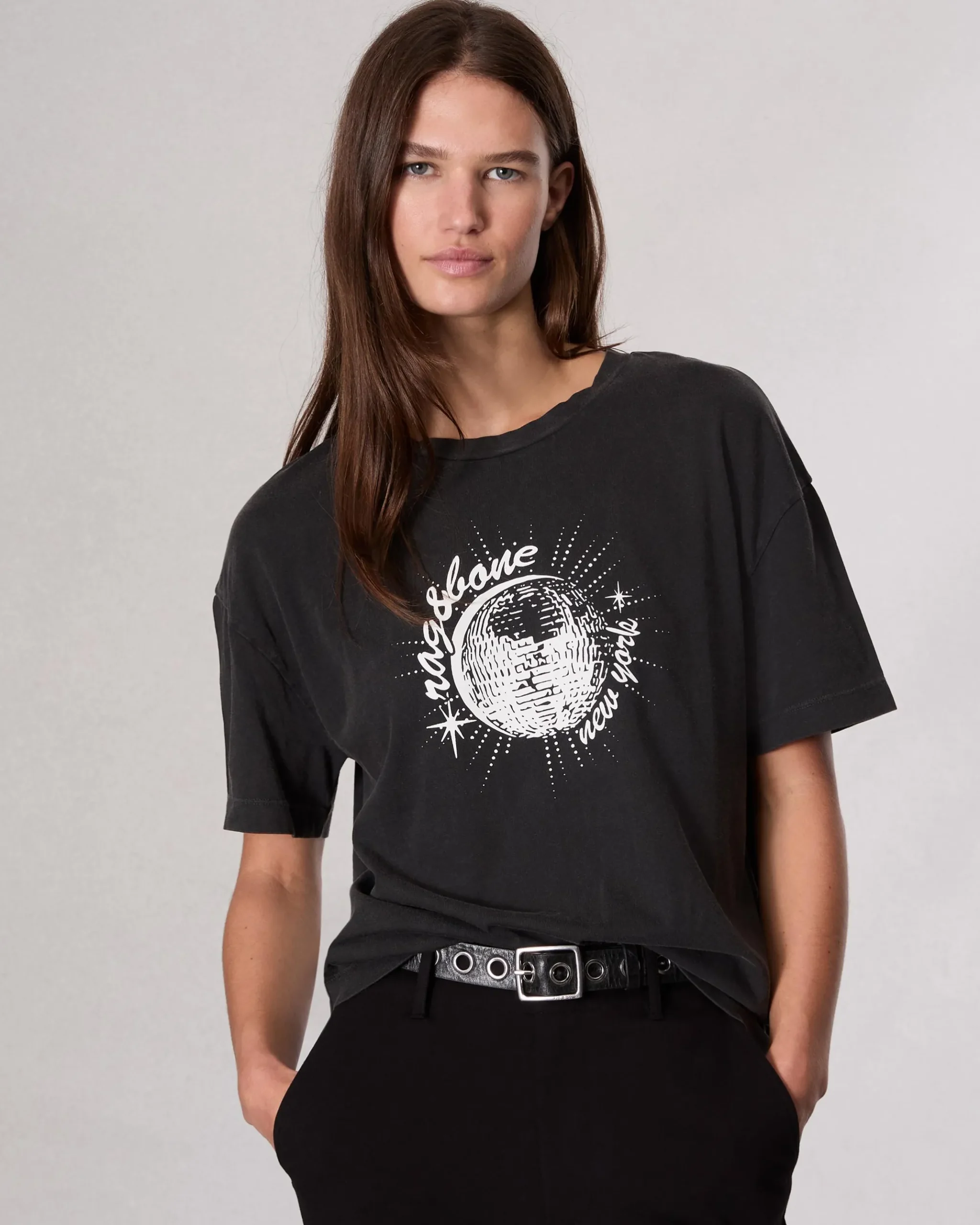 rag & bone Disco Boyfriend T-Shirt Black Multi Best Sale