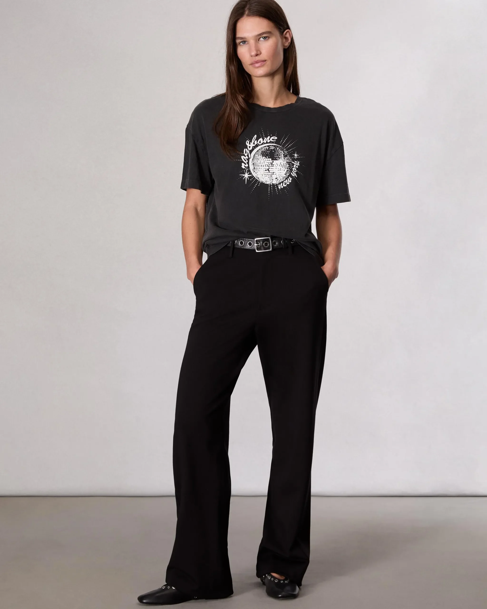 rag & bone Disco Boyfriend T-Shirt Black Multi Best Sale