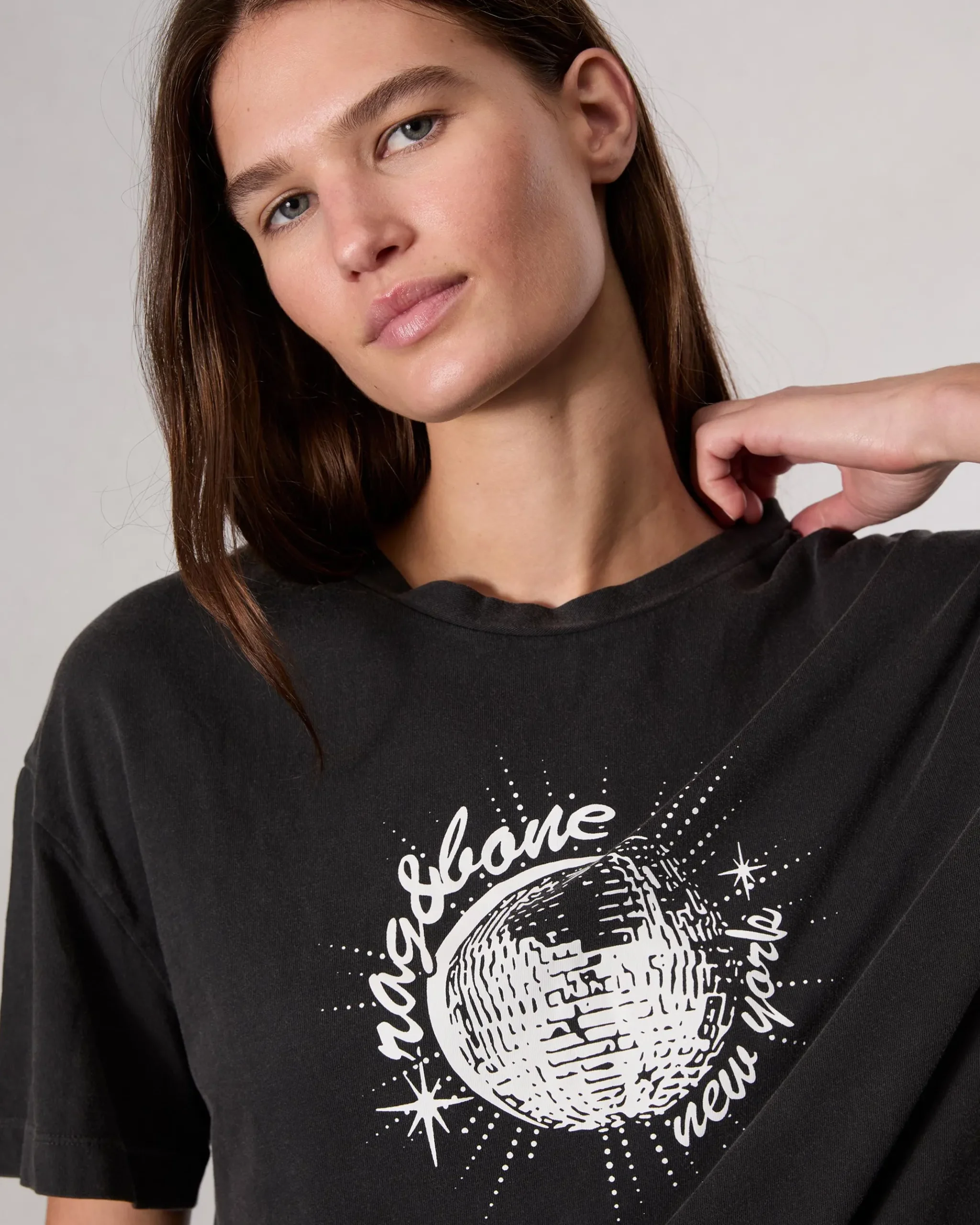 rag & bone Disco Boyfriend T-Shirt Black Multi Best Sale