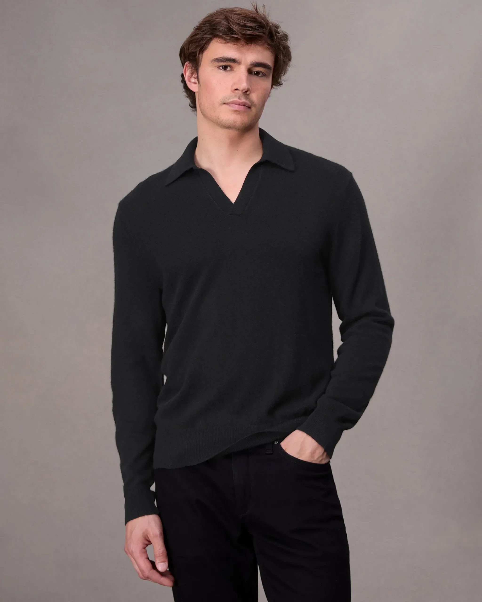 rag & bone Downing Cashmere Polo Black Discount