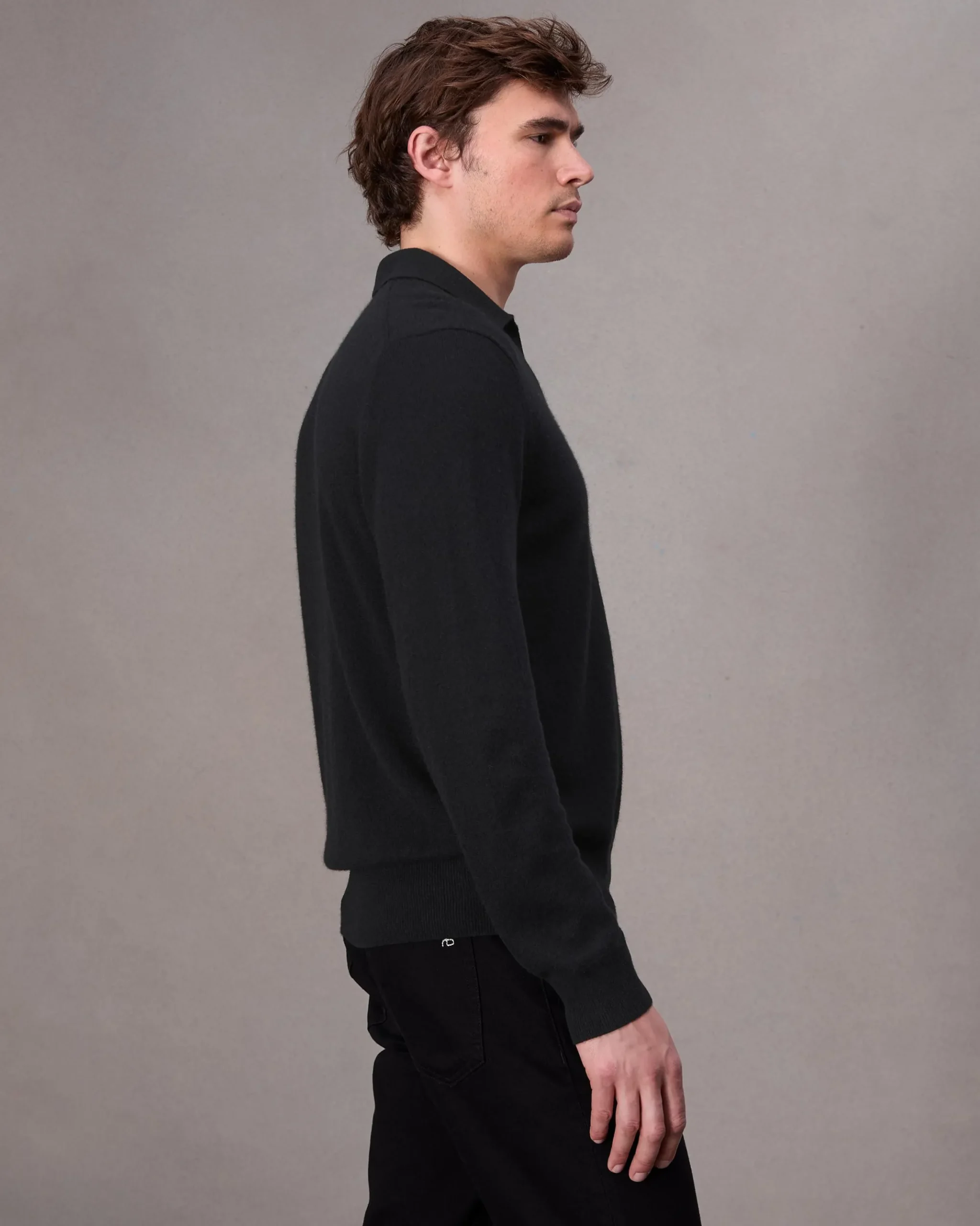 rag & bone Downing Cashmere Polo Black Discount
