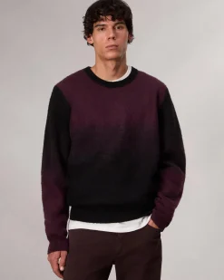rag & bone Downing Crewneck Sweater Burgundy Multi Best