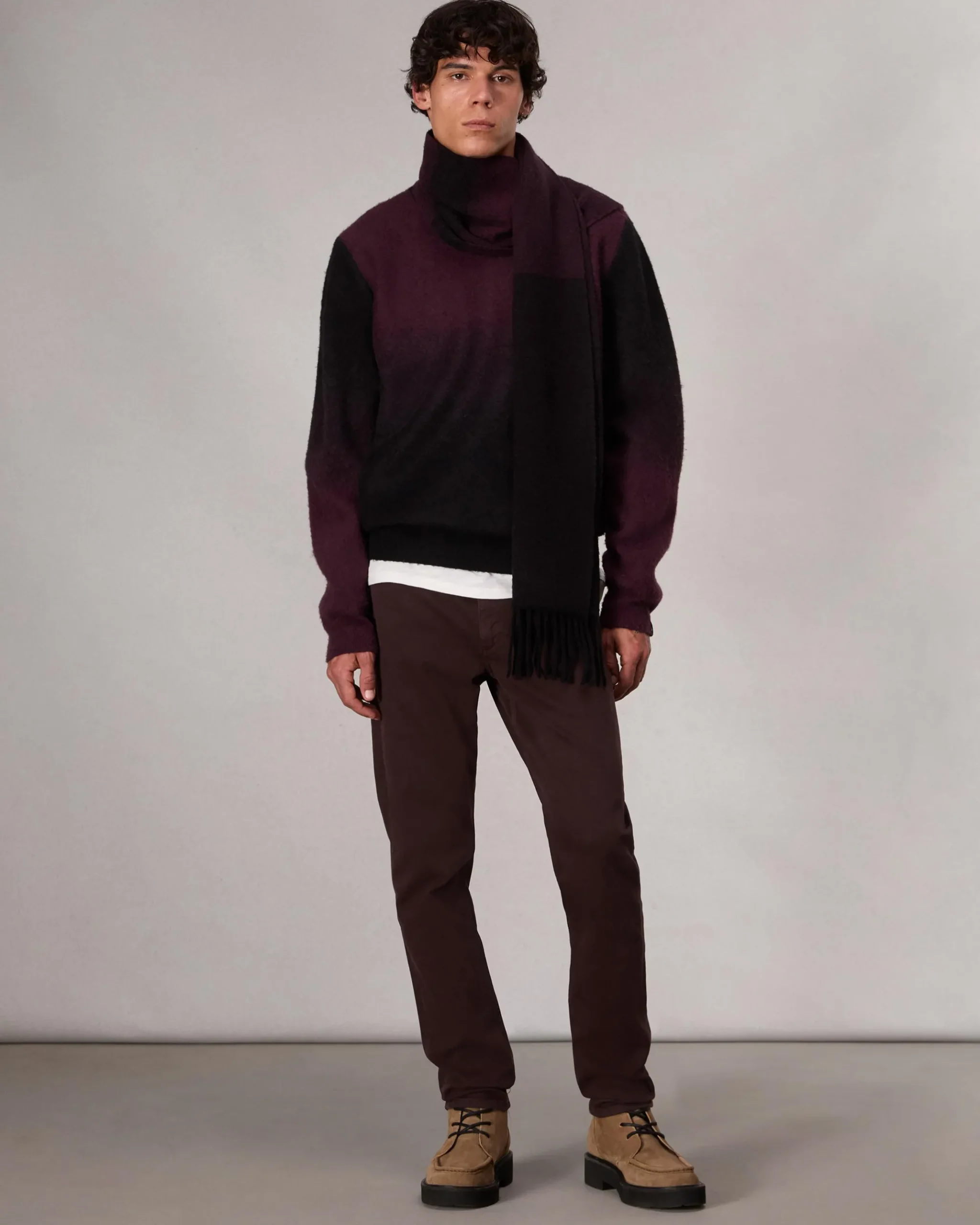 rag & bone Downing Crewneck Sweater Burgundy Multi Best